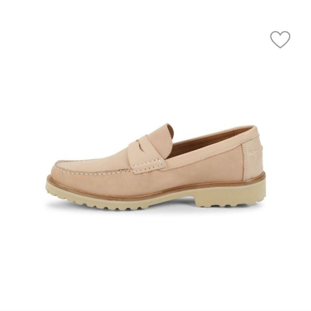 New Donald J Pliner Leather Driving Leather Penny Loafers beige size 8.5 slip on